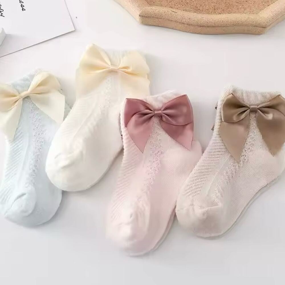 New lot of 3 baby girl bowknot socks 3-5 year medium